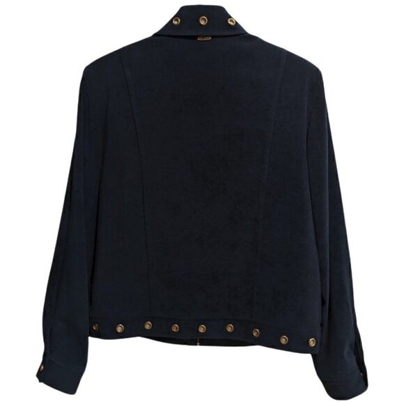 ST.JOHN SPORT Marie Grey Women's Navy Suede Full Zip Jacket Size S - Picture 4 of 7